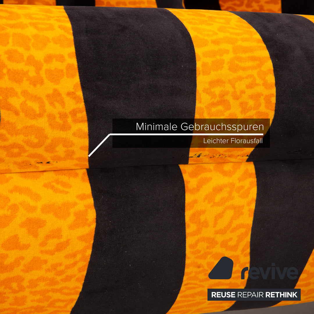 Bretz Knastente Fabric Sofa Set Yellow Three Seater Black Tiger Pattern Armchair Set
