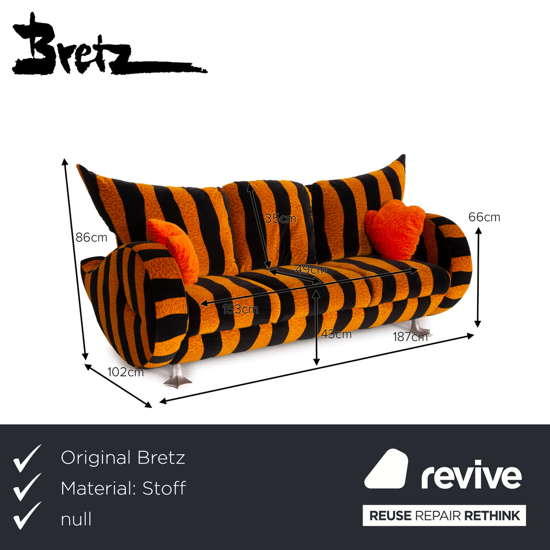 Bretz Knastente Fabric Sofa Set Yellow Three Seater Black Tiger Pattern Armchair Set