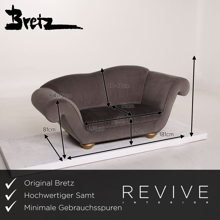 Bretz LouLou Stoff Sofa Garnitur Grau 2x Zweisitzer Samt #15154