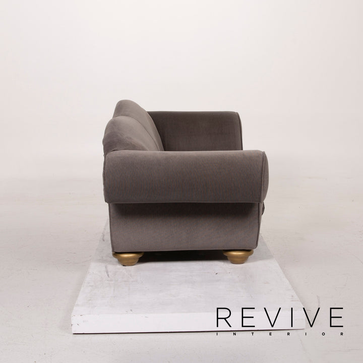 Bretz LouLou Stoff Sofa Garnitur Grau 2x Zweisitzer Samt #15154