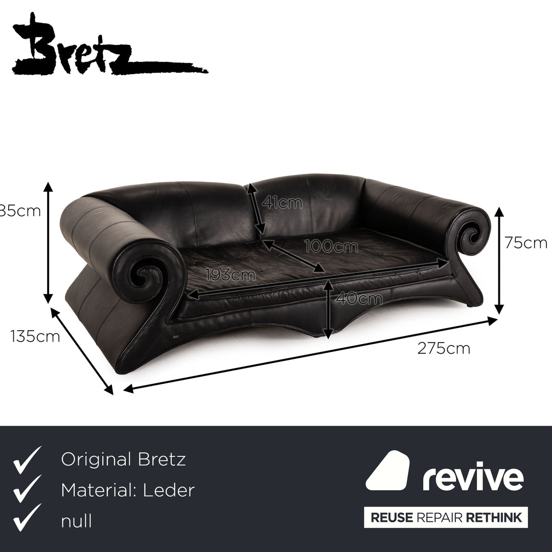 Bretz Mammut leather sofa set black 1x four-seater 1x armchair incl. cushions