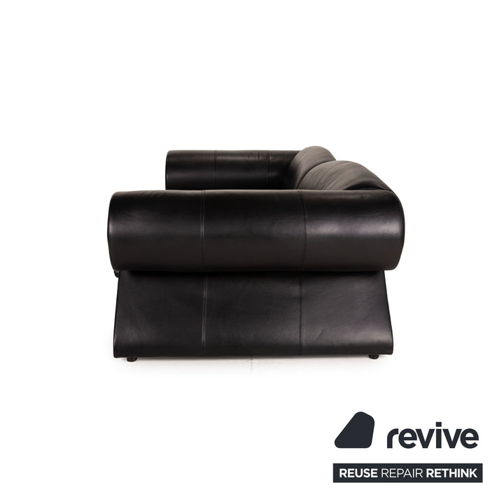 Bretz Mammut leather sofa black four-seater couch incl. cushions