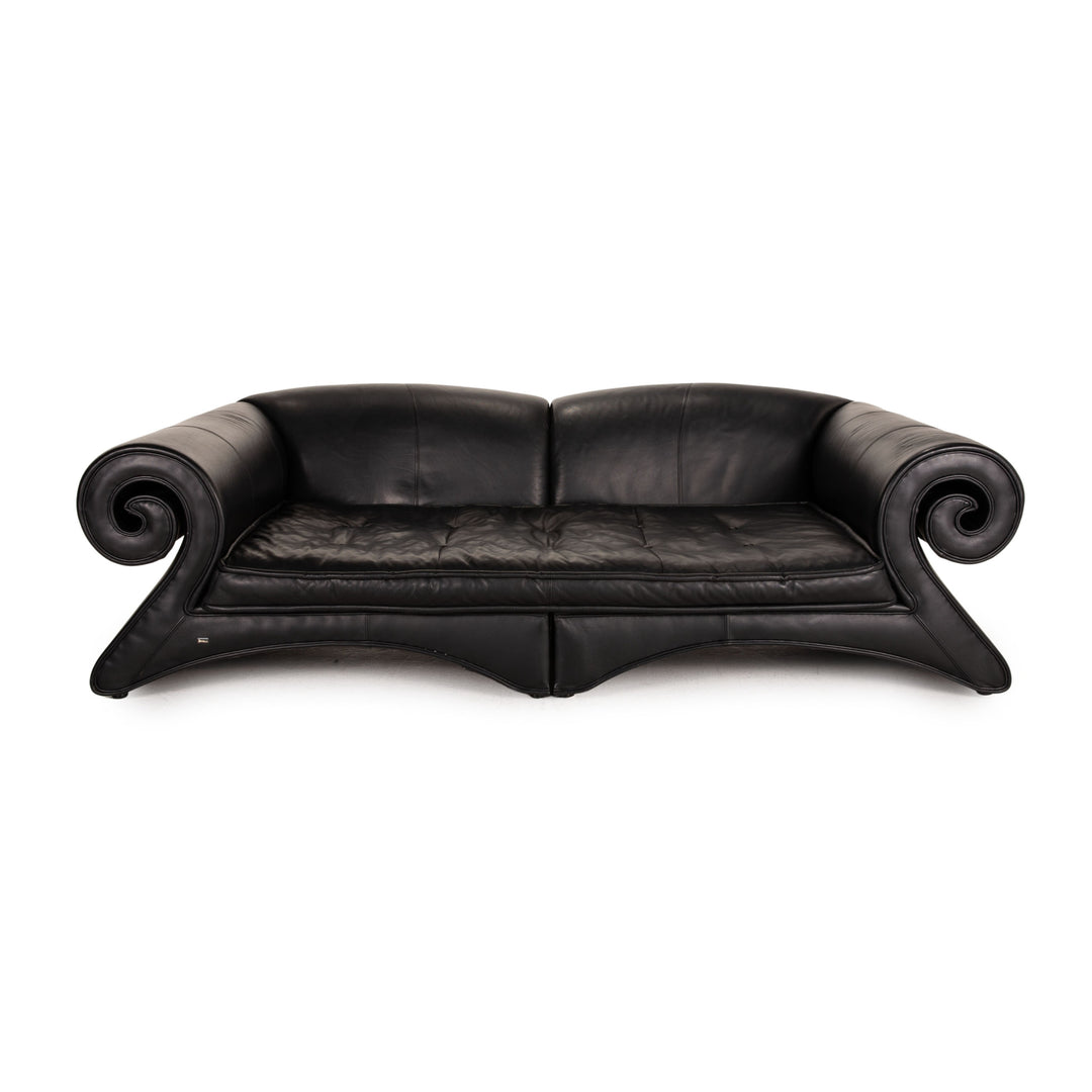 Bretz Mammut leather sofa black four-seater couch incl. cushions