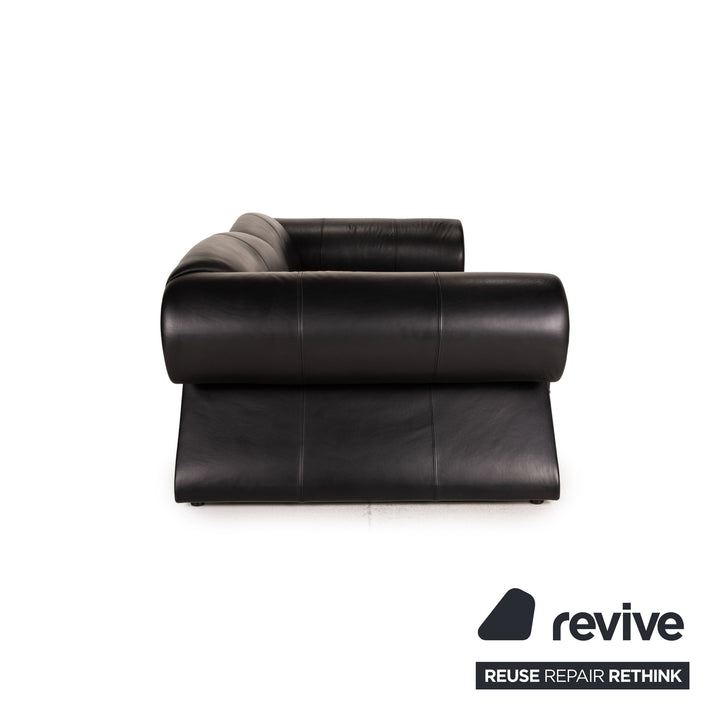 Bretz Mammut Leder Sofa Schwarz Viersitzer Couch inkl. Kissen