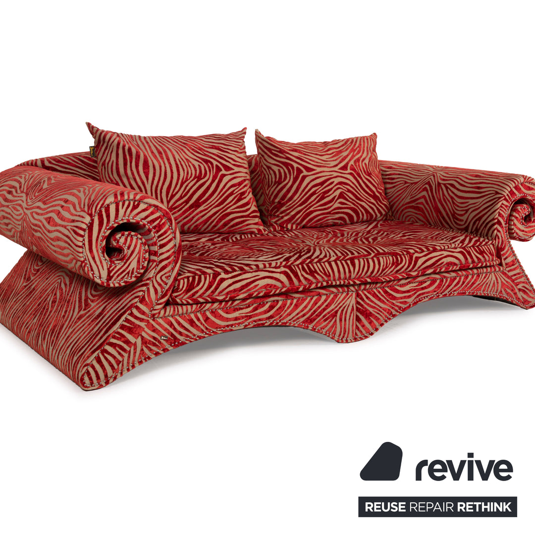 Bretz Mammut Stoff Sofa Rot Viersitzer Orange Muster