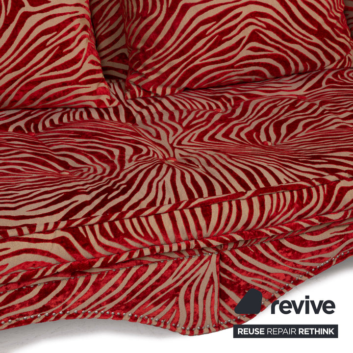 Bretz Mammut Stoff Sofa Rot Viersitzer Orange Muster