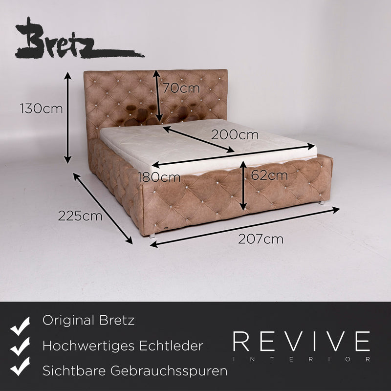 Bretz Marilyn Leder Bett Braun Kaptionierung Glitzersteine Pompös 