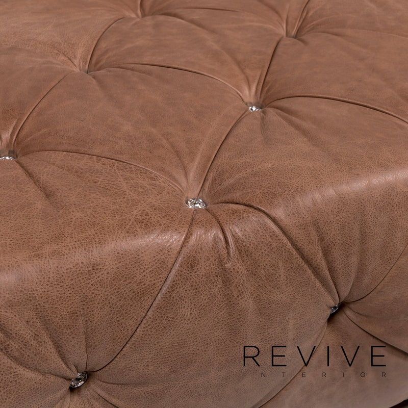 Bretz Marilyn Leder Sofa Garnitur Braun 1x Bett 1x Dreisitzer Kaptionierung Glitzersteine Pompös 