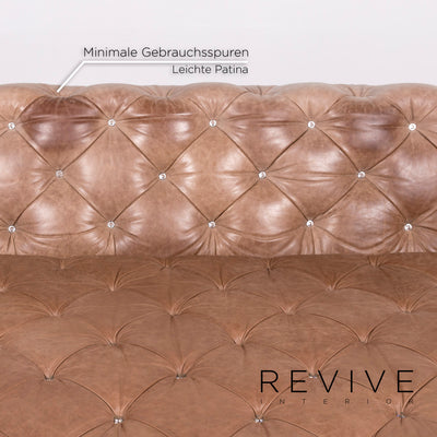 Bretz Marilyn Leder Sofa Garnitur Braun 1x Bett 1x Dreisitzer Kaptionierung Glitzersteine Pompös #10981