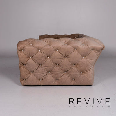 Bretz Marilyn Leder Sofa Garnitur Braun 1x Bett 1x Dreisitzer Kaptionierung Glitzersteine Pompös #10981