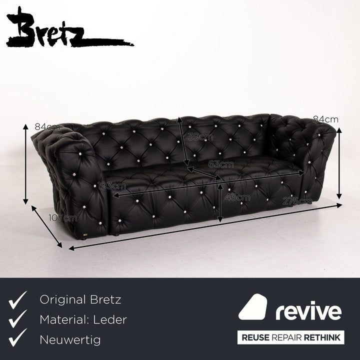 Bretz Marilyn Leder Sofa Schwarz Dreisitzer Couch #14580