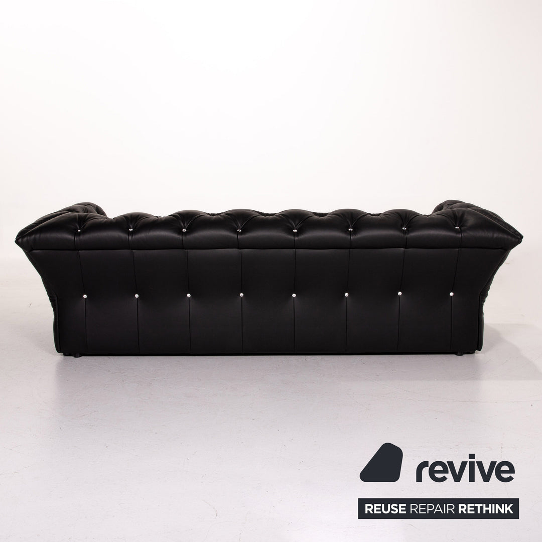 Bretz Marilyn Leather Sofa Black Three Seater Couch #14580