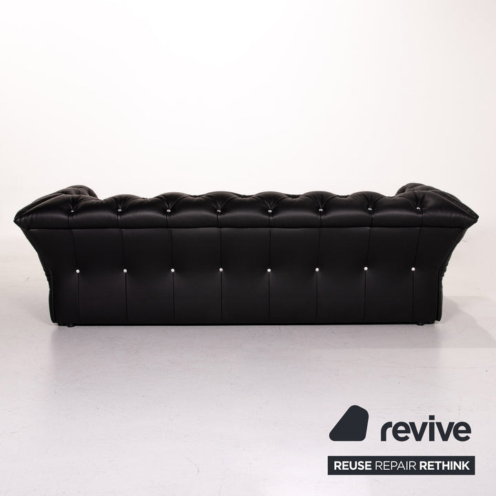 Bretz Marilyn Leather Sofa Black Three Seater Couch #14580