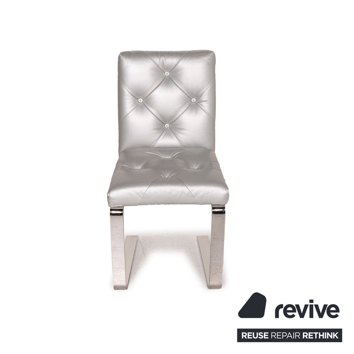Bretz Marilyn leather chair silver chrome