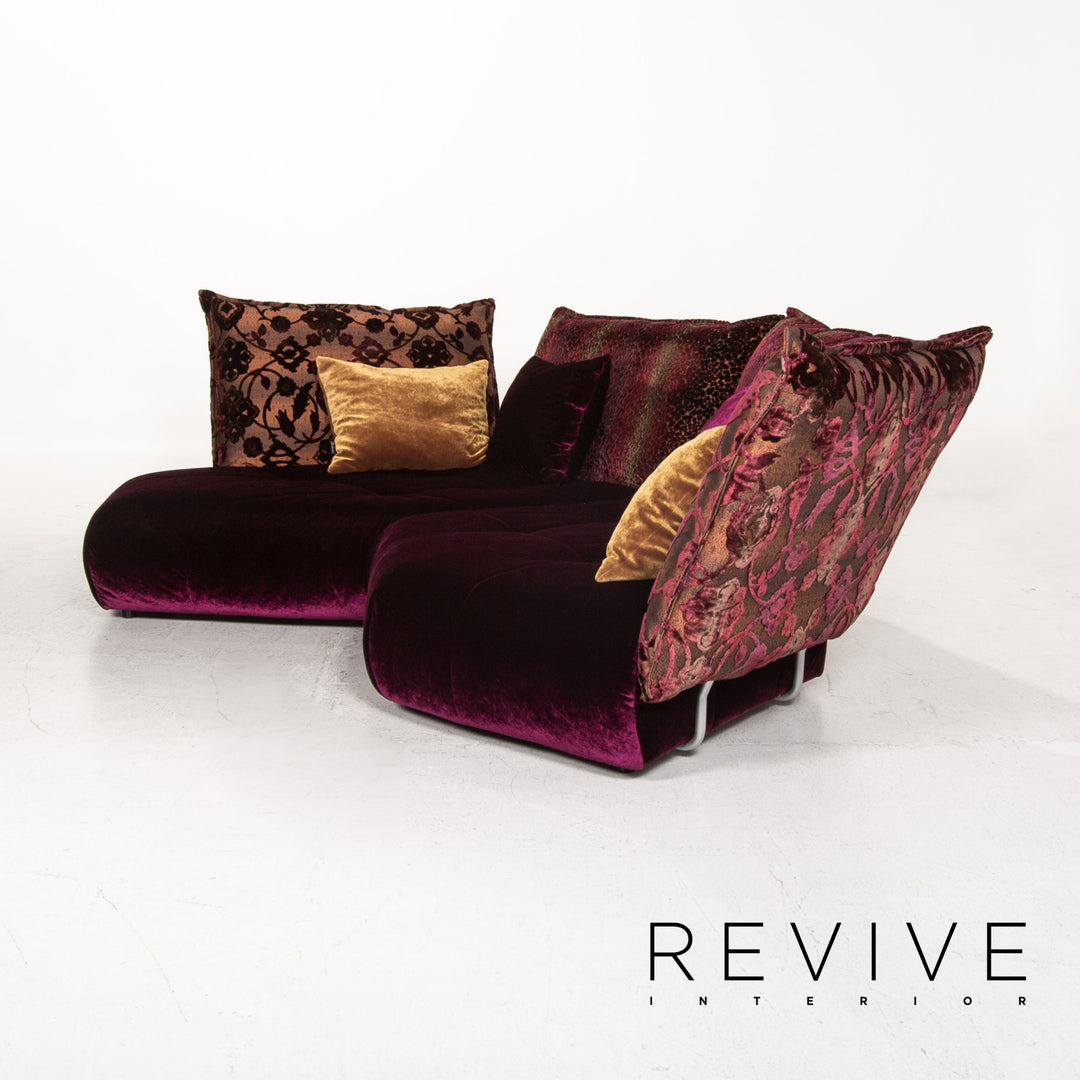 Bretz Matilda Velvet Fabric Corner Sofa Purple Patterned Sofa Couch #13482