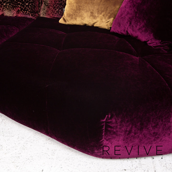 Bretz Matilda Velvet Fabric Corner Sofa Purple Patterned Sofa Couch #13482