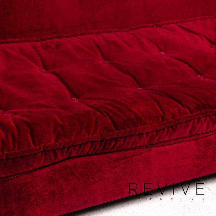 Bretz Monster Velvet Fabric Sofa Red Dark Red Three Seater Couch #15171
