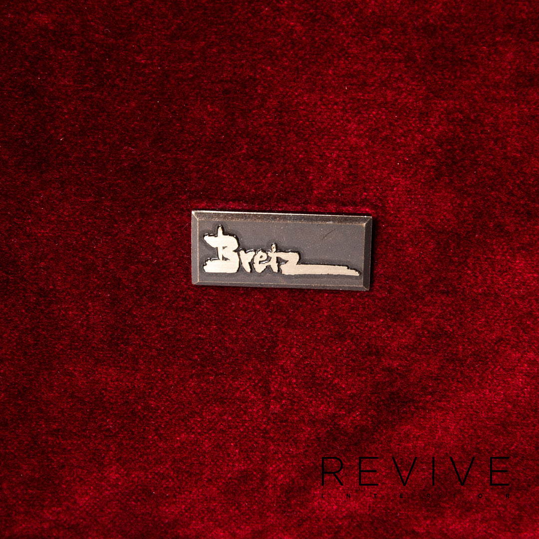 Bretz Monster Velvet Fabric Sofa Red Dark Red Three Seater Couch #15171