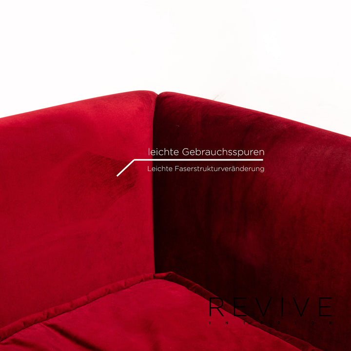 Bretz Monster Velvet Fabric Sofa Red Dark Red Three Seater Couch #15171