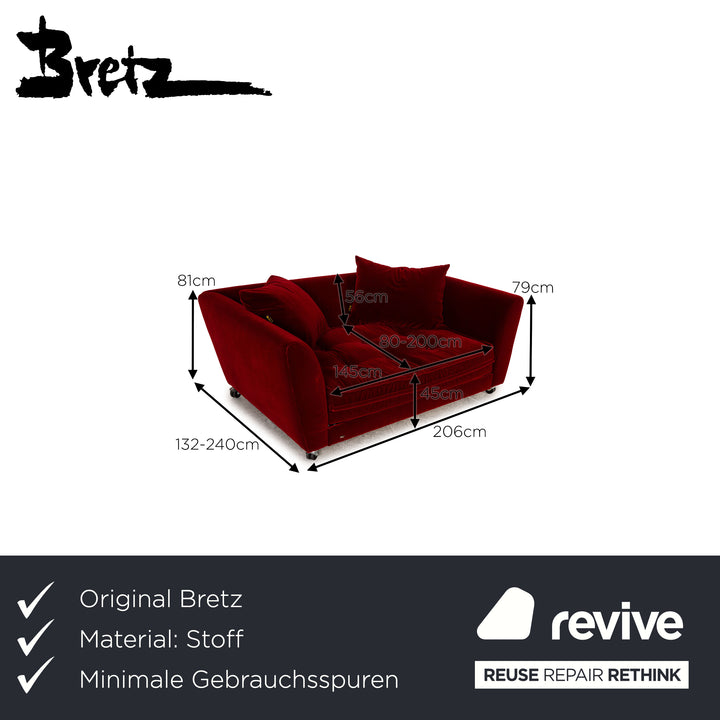 Bretz Monster fabric sofa red two-seater couch function sleeping function