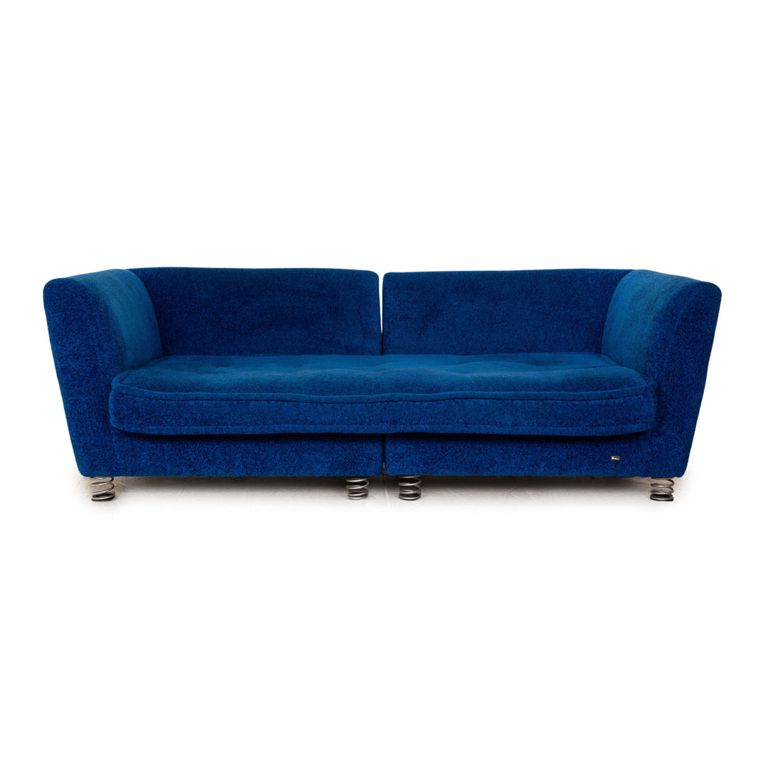 Bretz Monster Fabric Four Seater Blue Sofa Couch