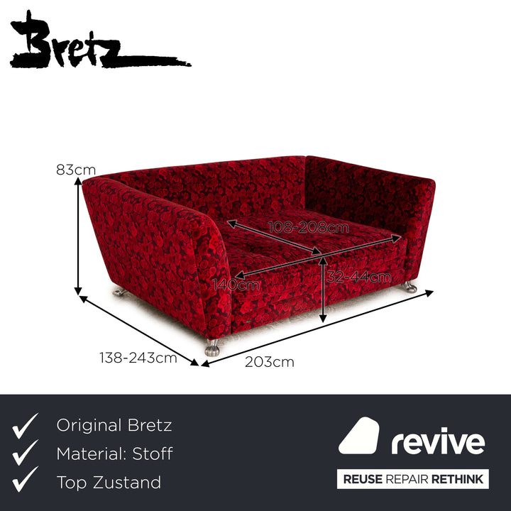Bretz Monster fabric two-seater red sofa couch sleeping function function