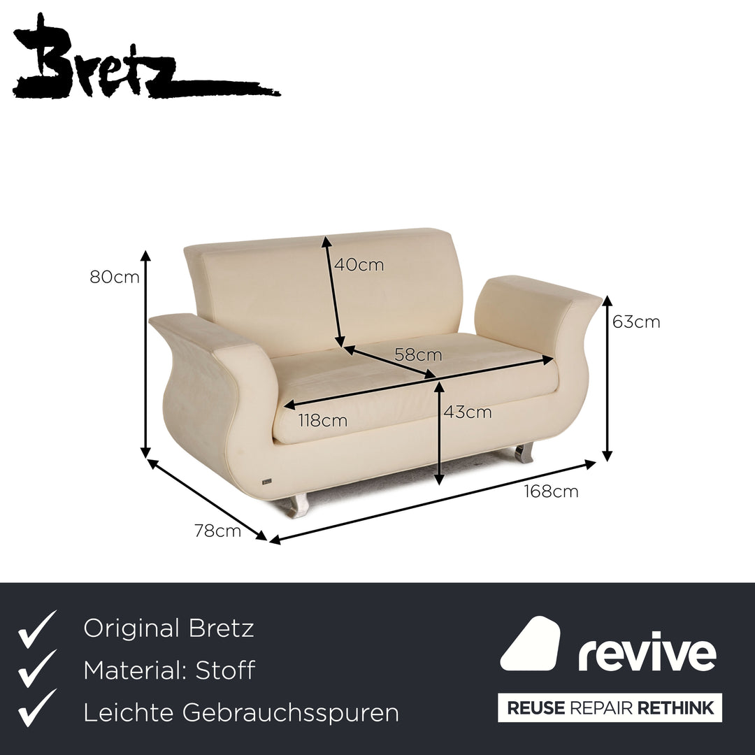 Bretz Moon Stoff Sofa Creme Zweisitzer Couch
