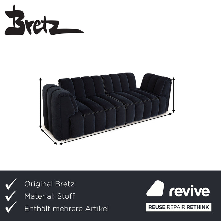 Bretz Moonraft Stoff Sofa Garnitur Blau Dreisitzer Zweisitzer Sofa Couch Ausstellungsstück