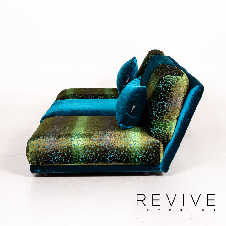Bretz Napali velvet sofa set blue green 1x three-seater 1x stool #15152