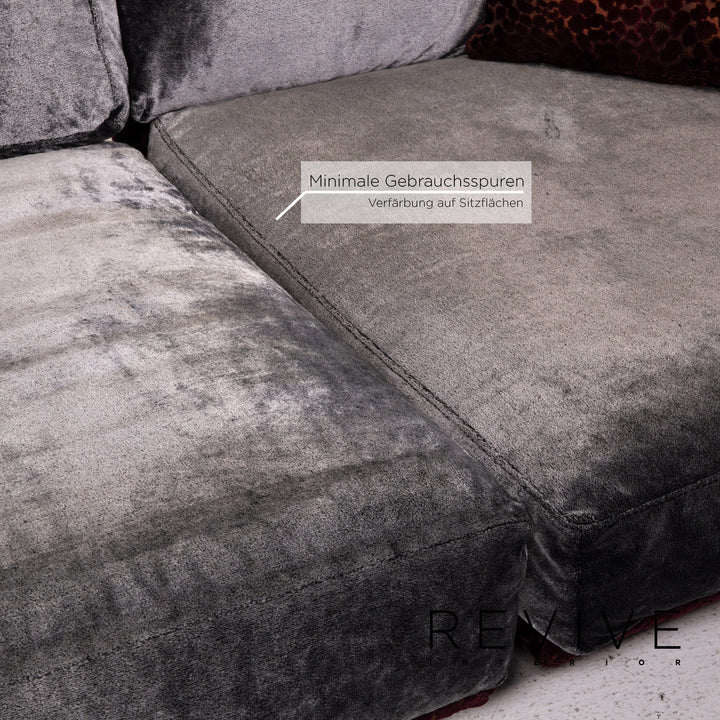 Bretz Napali Velvet Fabric Corner Sofa incl. Perspex Table Gray Berry Sofa Couch #15432