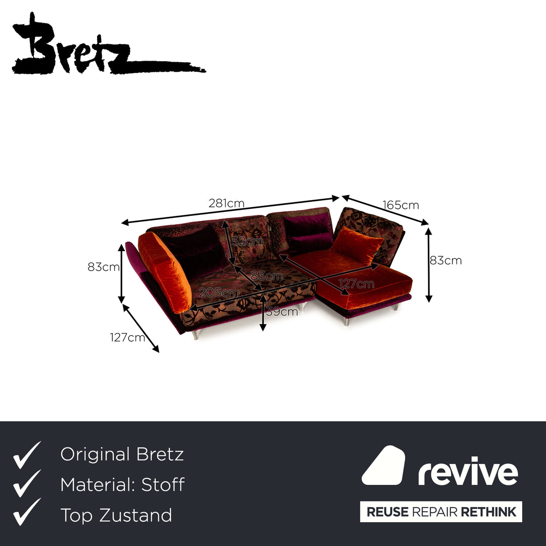 Bretz Napali Fabric Corner Sofa Orange Purple Sofa Couch