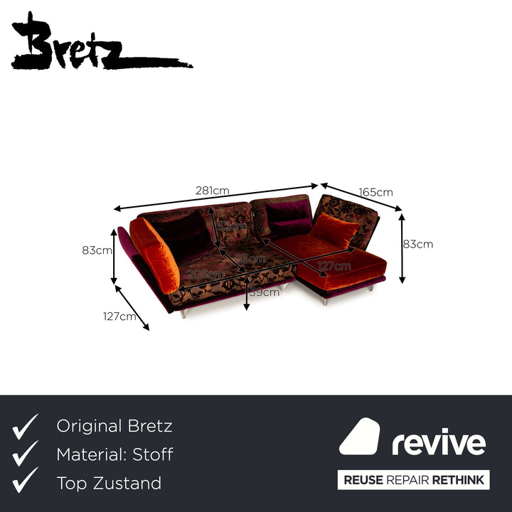 Bretz Napali Fabric Corner Sofa Orange Purple Sofa Couch