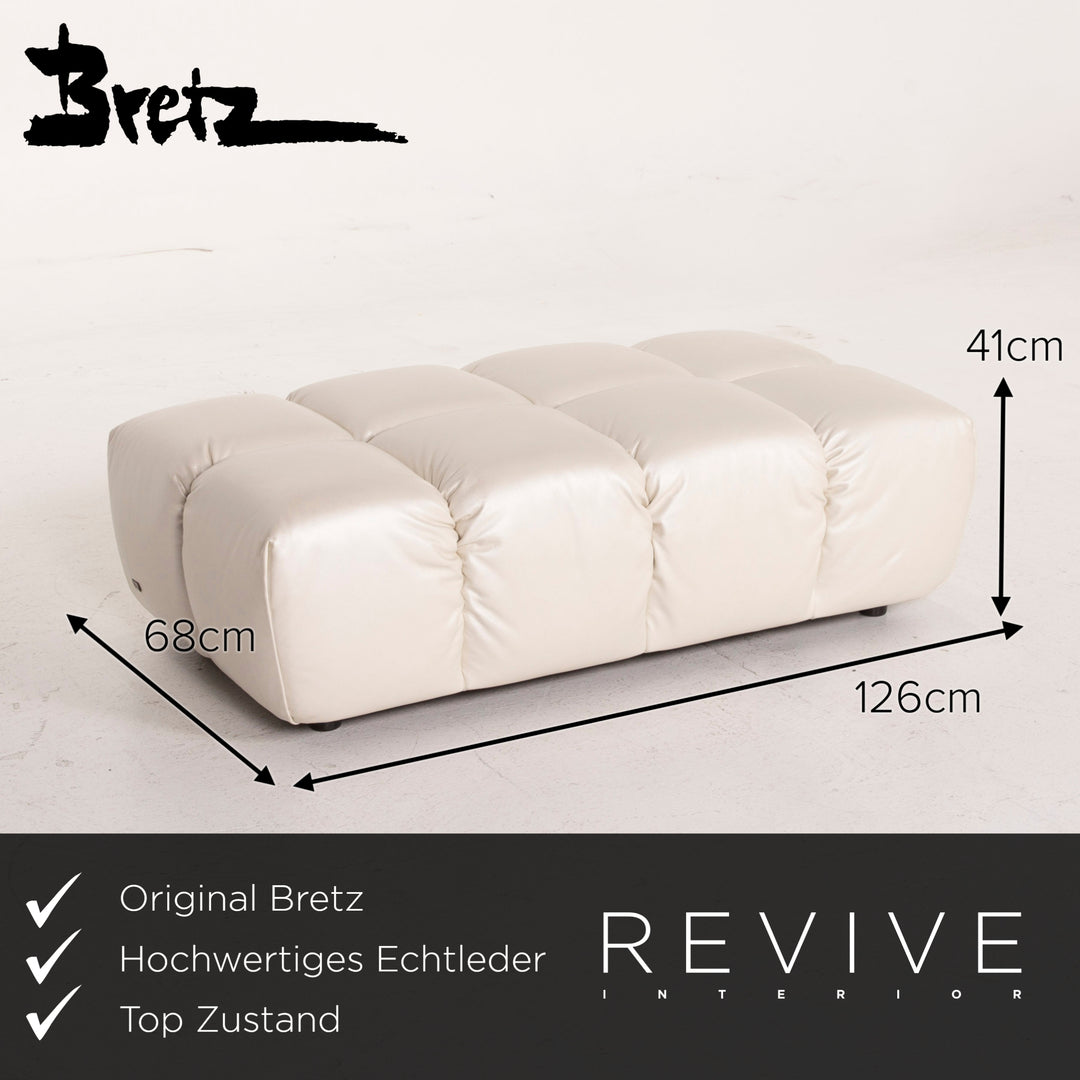 Bretz Ocean 7 Leather Stool Cream Mother of Pearl #14548