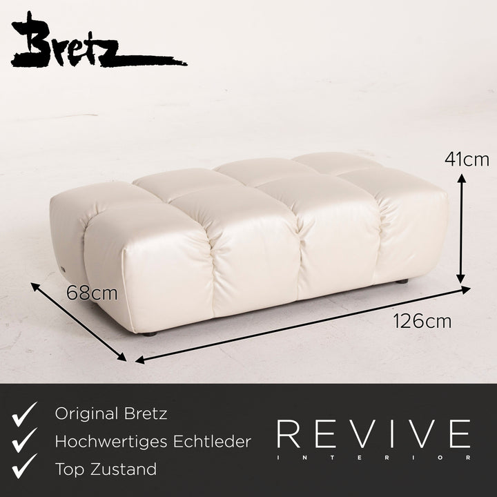 Bretz Ocean 7 Leather Stool Cream Mother of Pearl #14548