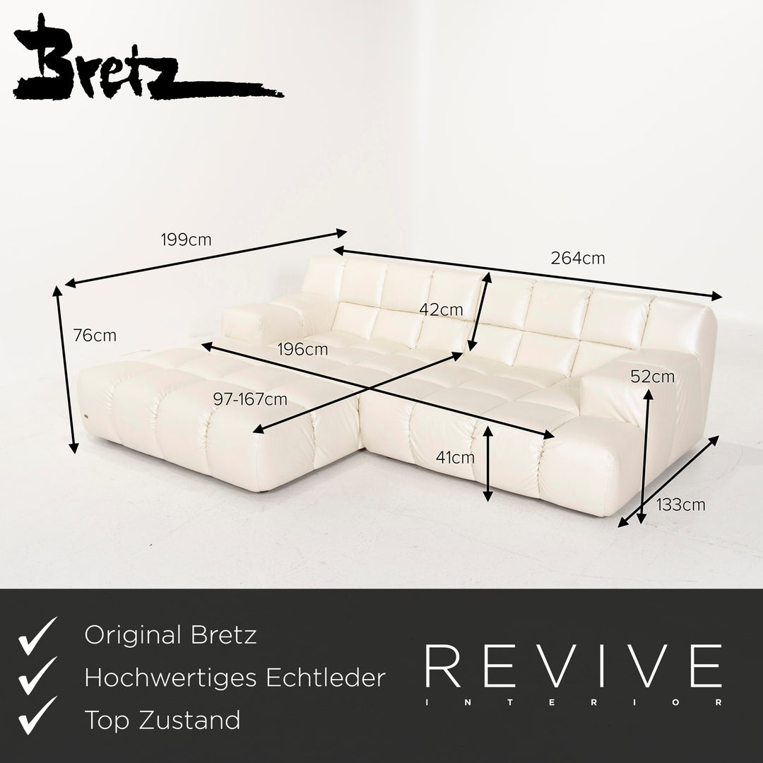 Bretz Ocean 7 Leather Sofa Cream Mother of Pearl Corner Sofa #14547