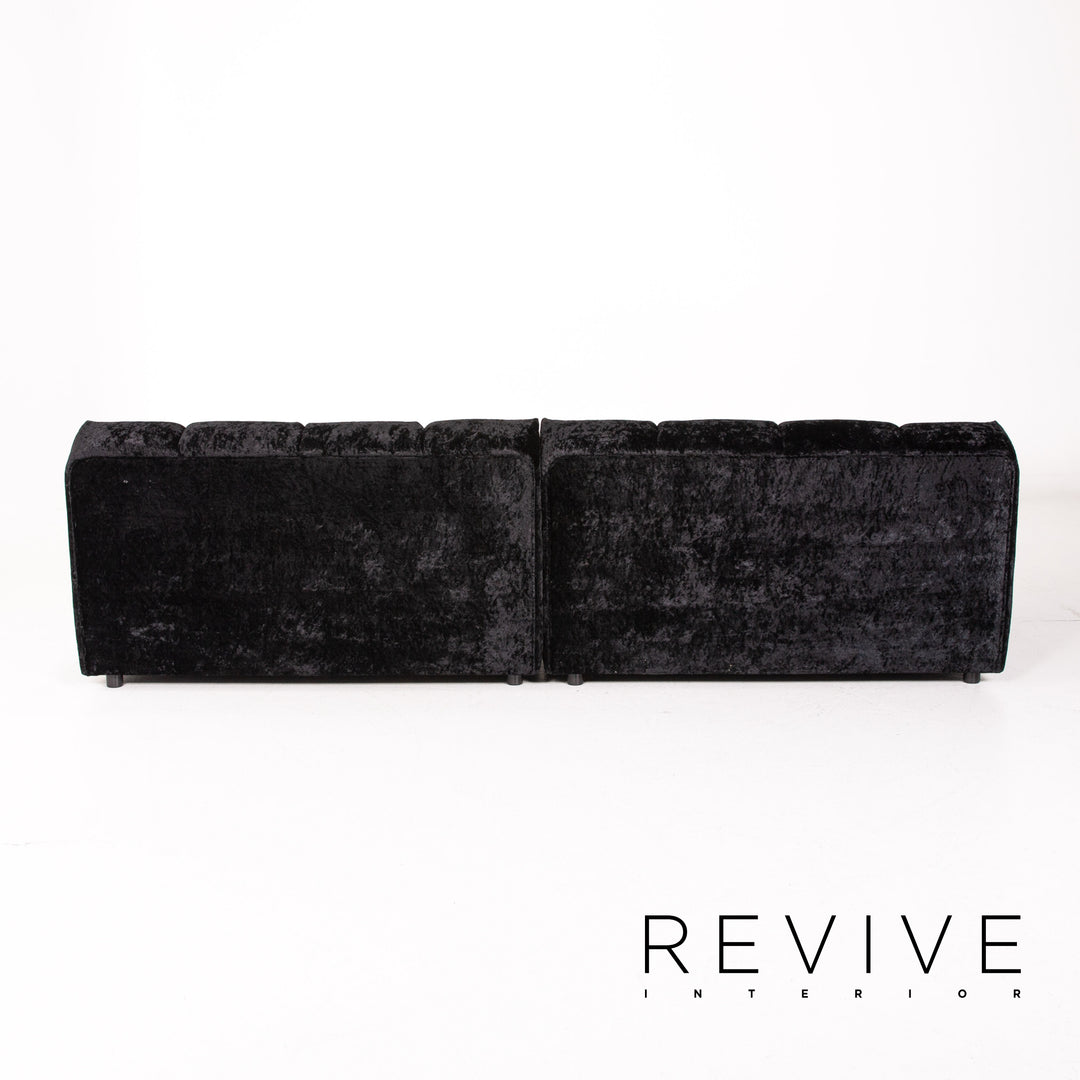 Bretz Ocean 7 Velvet Fabric Corner Sofa Black Sofa Couch Modular #14572
