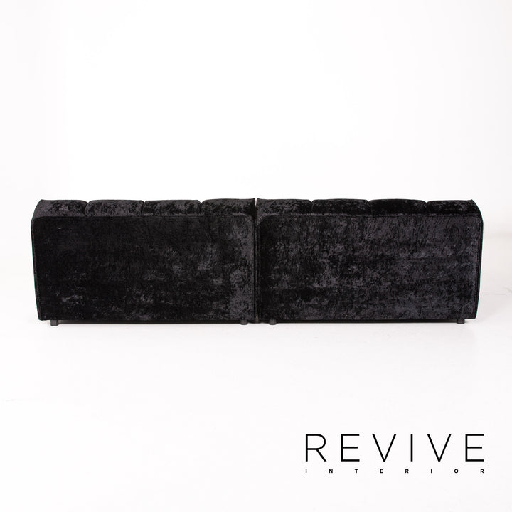 Bretz Ocean 7 Velvet Fabric Corner Sofa Black Sofa Couch Modular #14572