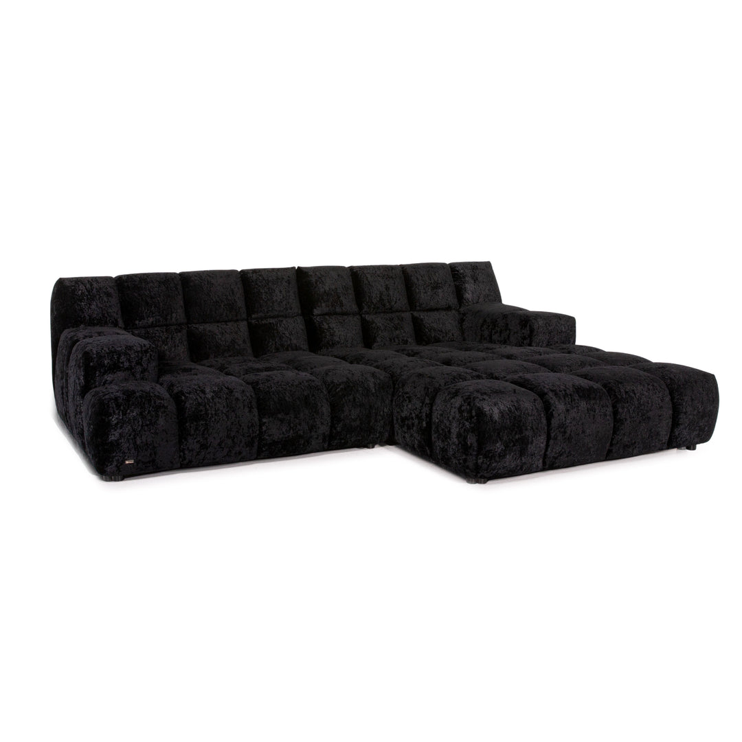 Bretz Ocean 7 Velvet Fabric Corner Sofa Black Sofa Couch Modular #14572
