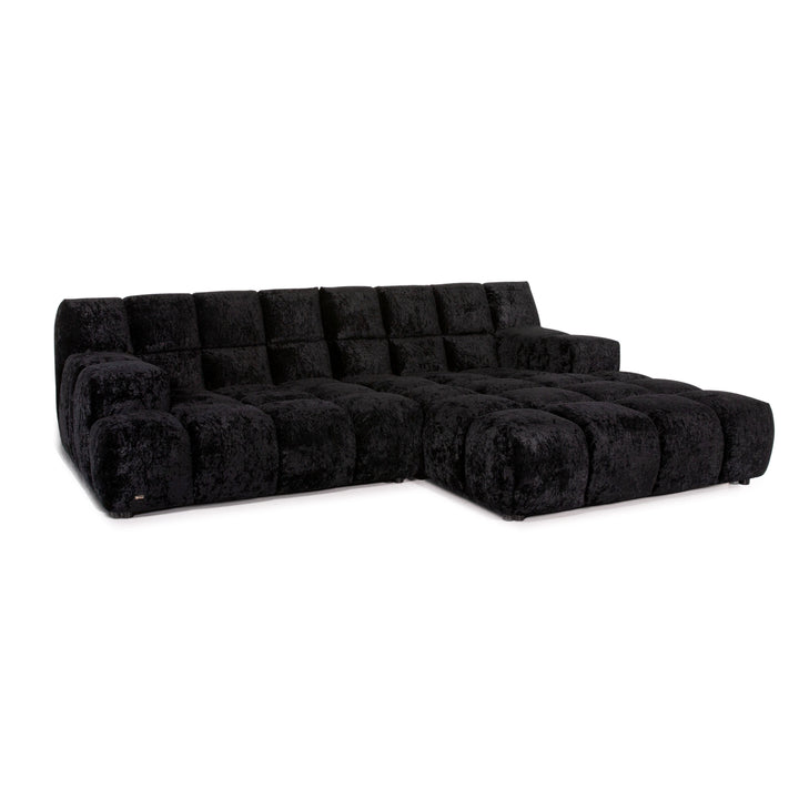 Bretz Ocean 7 Velvet Fabric Corner Sofa Black Sofa Couch Modular #14572