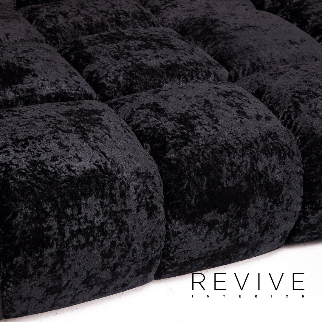 Bretz Ocean 7 Velvet Fabric Corner Sofa Black Sofa Couch Modular #14572