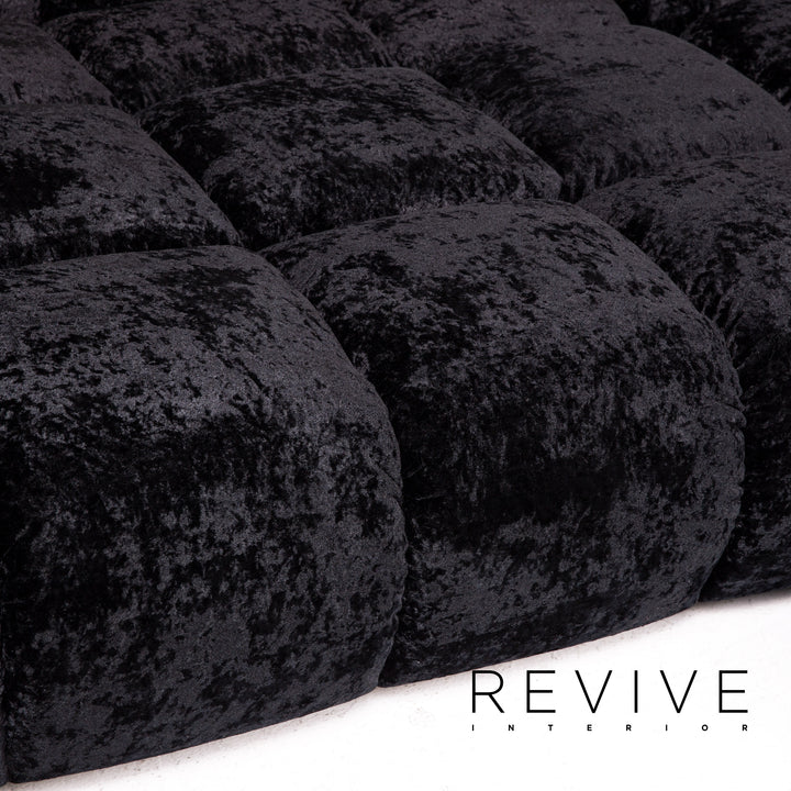 Bretz Ocean 7 Velvet Fabric Corner Sofa Black Sofa Couch Modular #14572