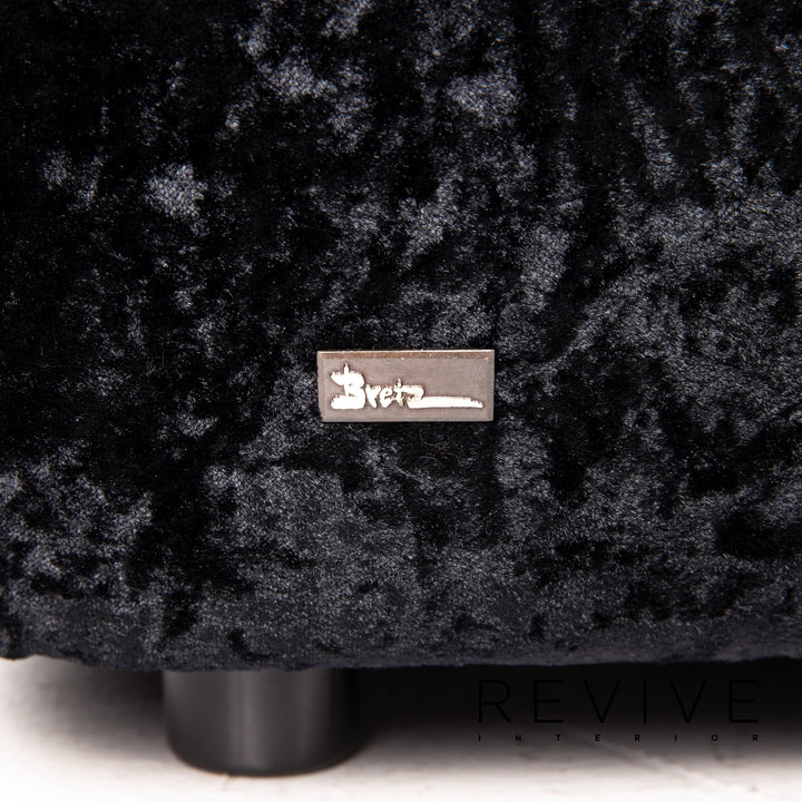 Bretz Ocean 7 Velvet Fabric Corner Sofa Black Sofa Couch Modular #14572