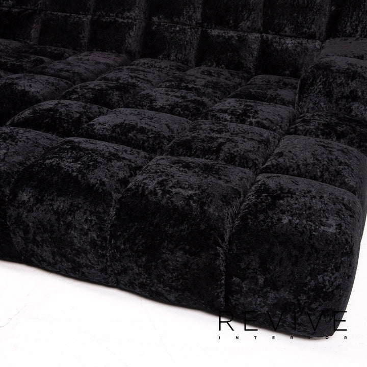Bretz Ocean 7 Velvet Fabric Corner Sofa Black Sofa Couch Modular #14572