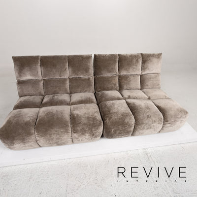 Bretz Ocean 7 Samt Stoff Sofa Grau Zweisitzer Funktion Variabel #13255