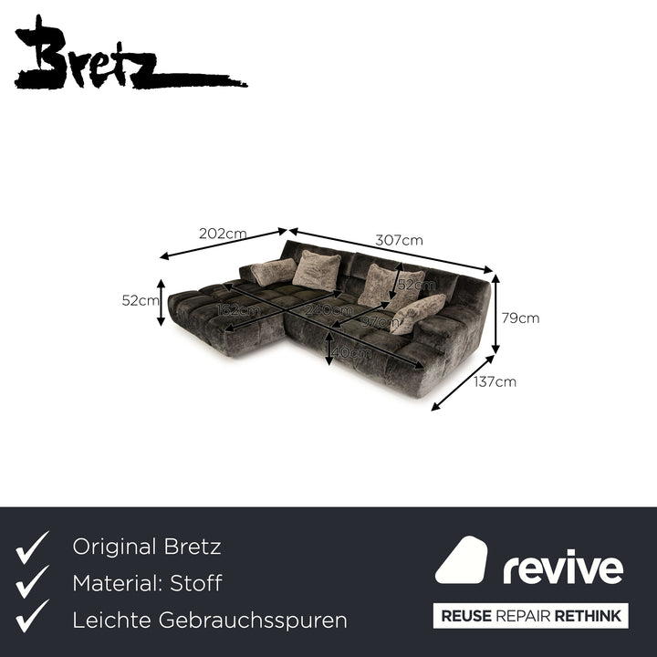 Bretz Ocean 7 Fabric Corner Sofa Gray Sofa Couch