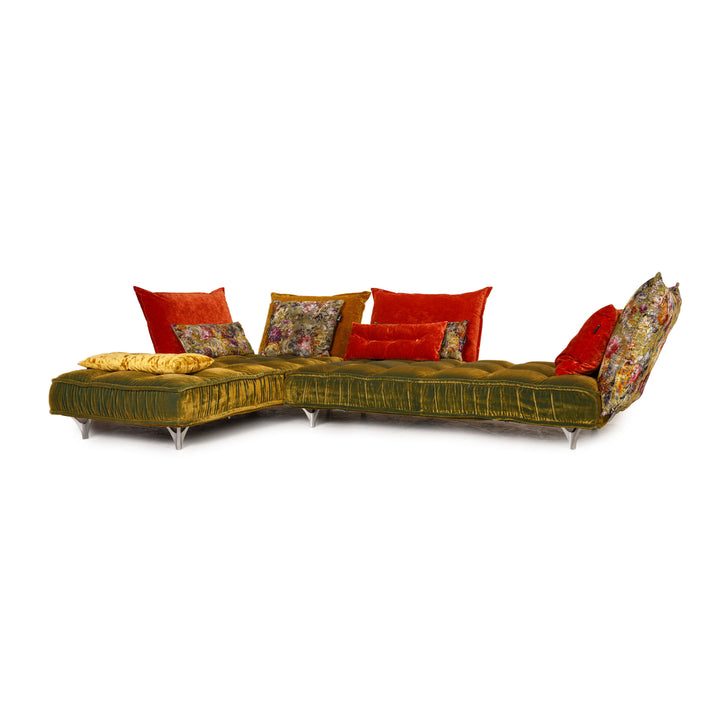 Bretz Ohlinda Samt Ecksofa Grün Orange Couch Liege