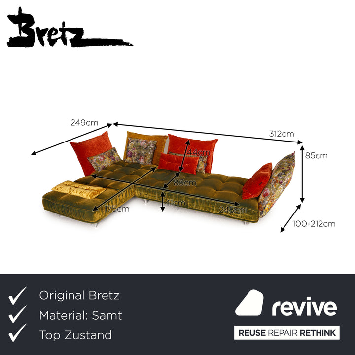 Bretz Ohlinda Samt Ecksofa Grün Orange Couch Liege