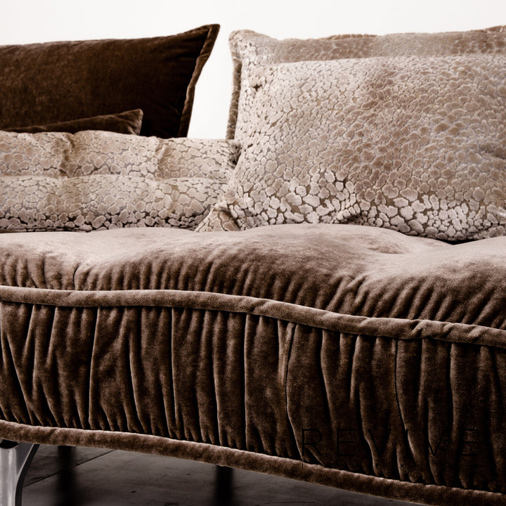 Bretz Ohlinda Samt Stoff Ecksofa Grau Braun Sofa Couch #13731
