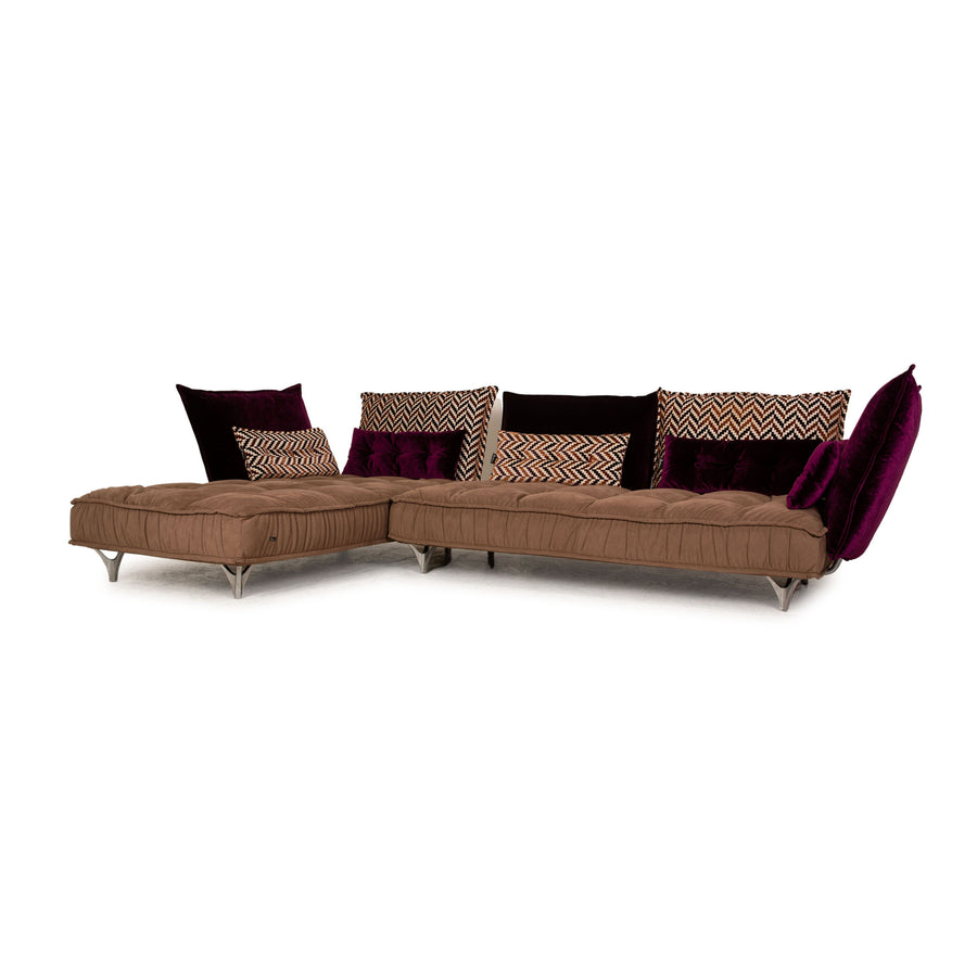 Bretz Ohlinda Fabric Corner Sofa Brown Purple Sofa Couch
