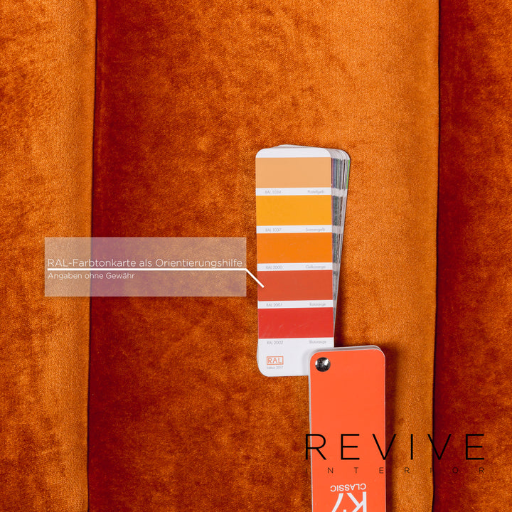 Canapé trois places en tissu velours orange Bretz Confucius #9244